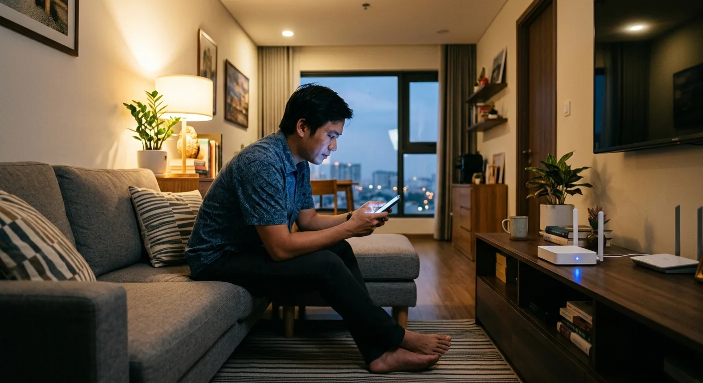 Gateway smart home dùng ESP32-C5-WROOM-1 phát Wi-Fi 6 băng tần kép trong căn hộ Việt Nam
